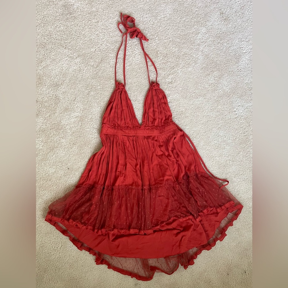 Open back layered halter dress